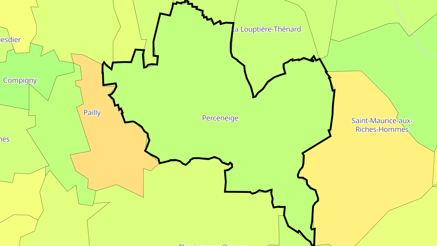 Carte des prix de l'immobilier Perceneige