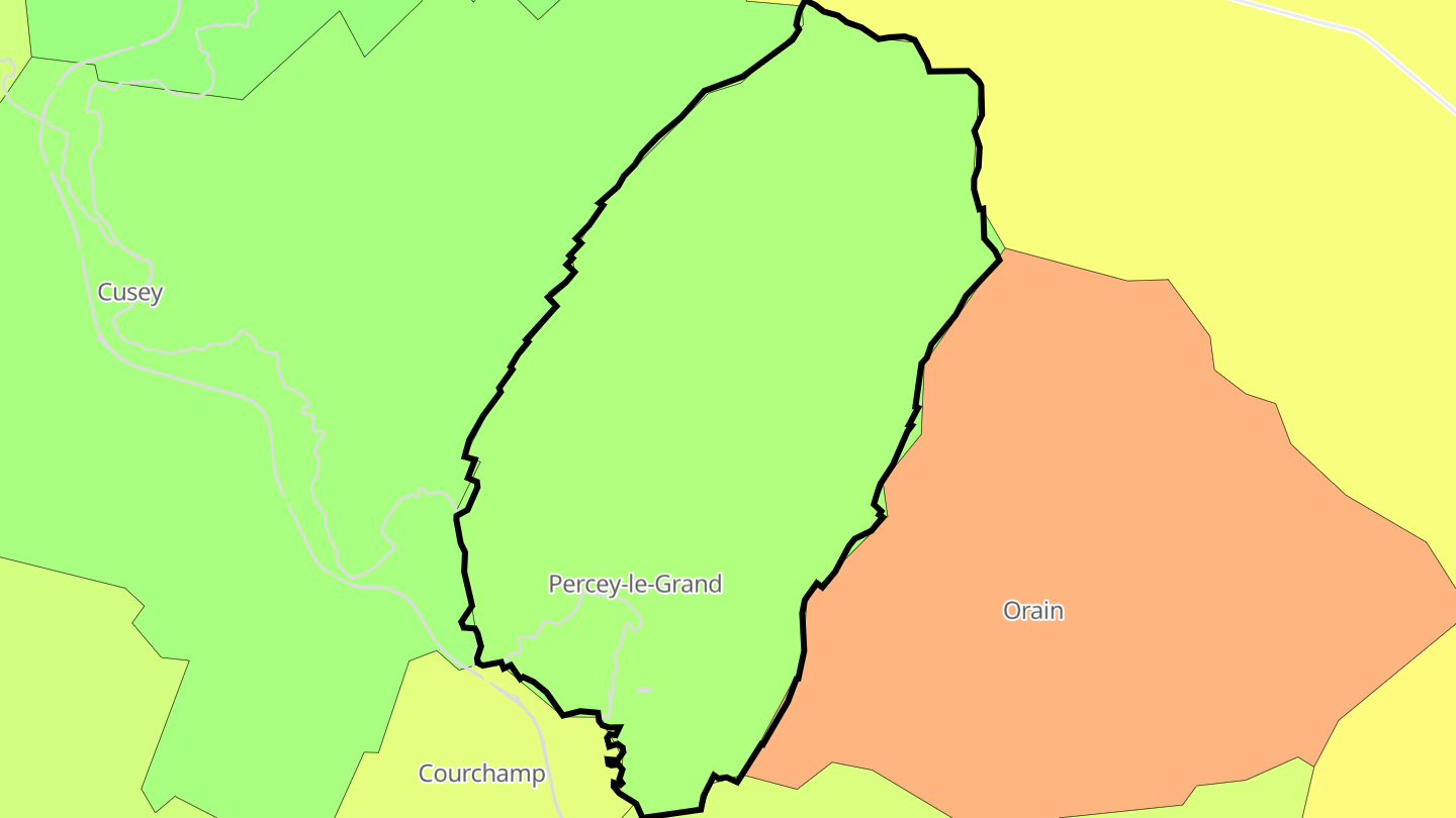 Carte des prix de l'immobilier Percey-le-Grand