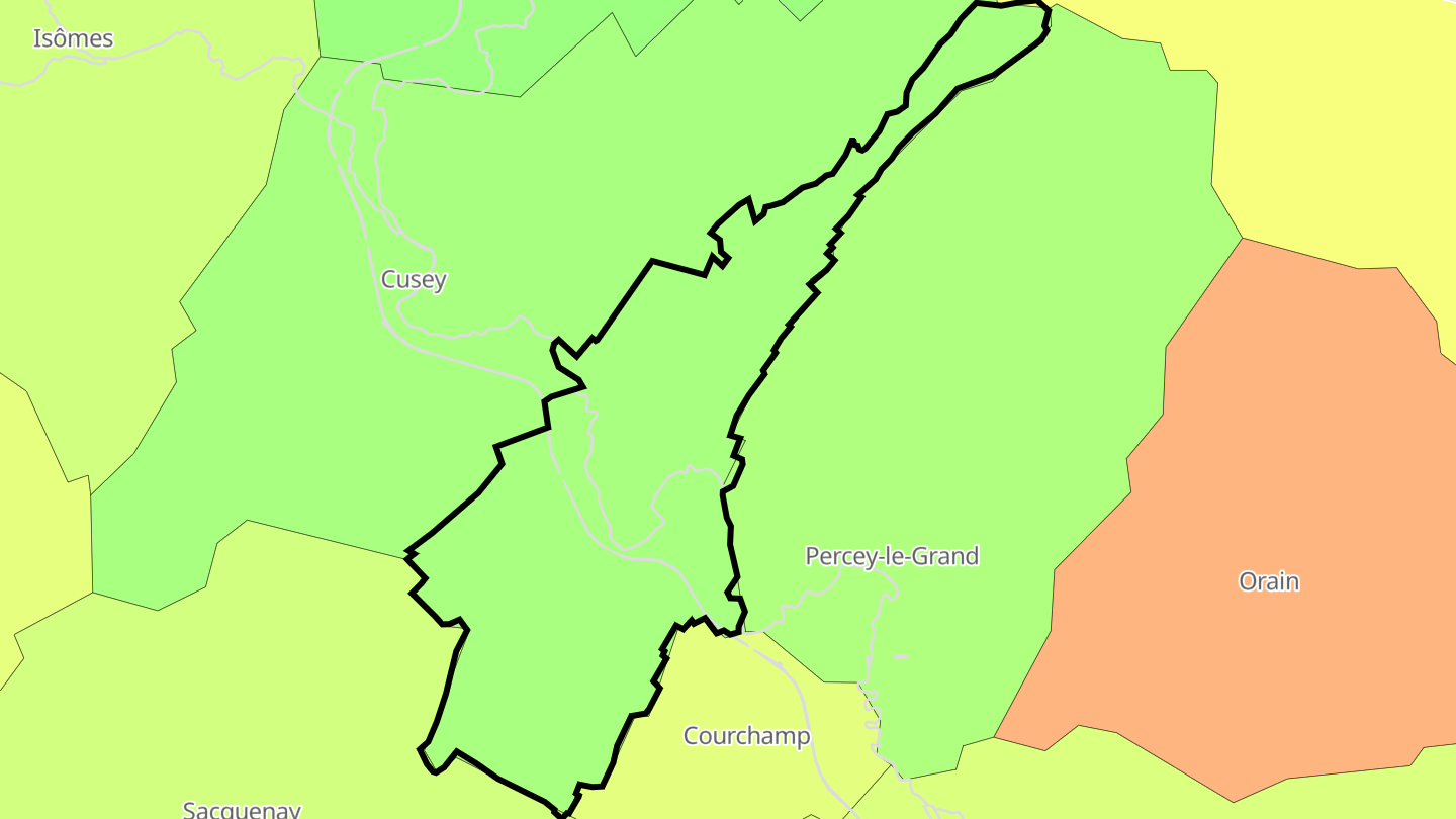 Carte des prix de l'immobilier Percey-sous-Montormentier