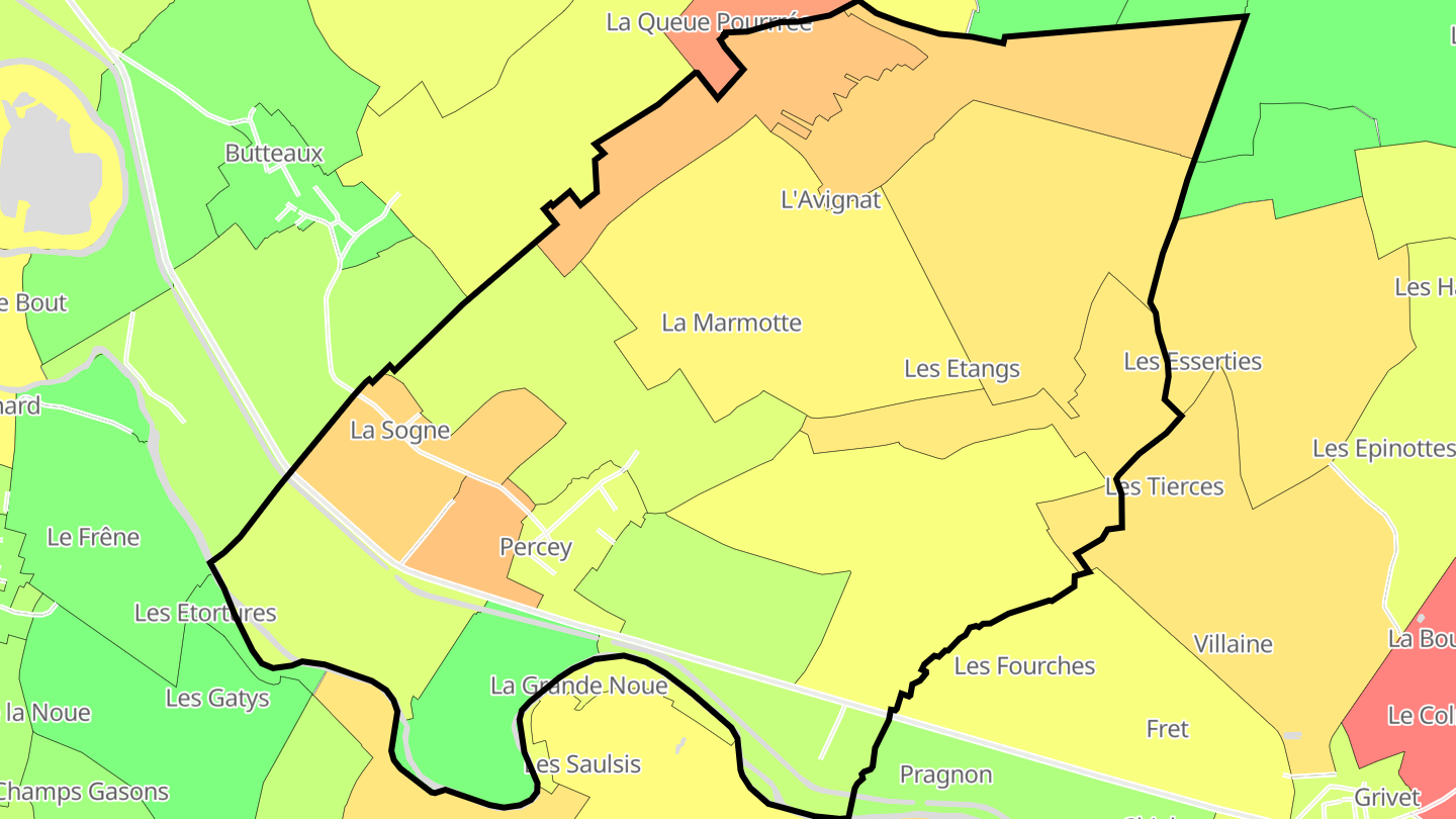 Carte des prix de l'immobilier Percey