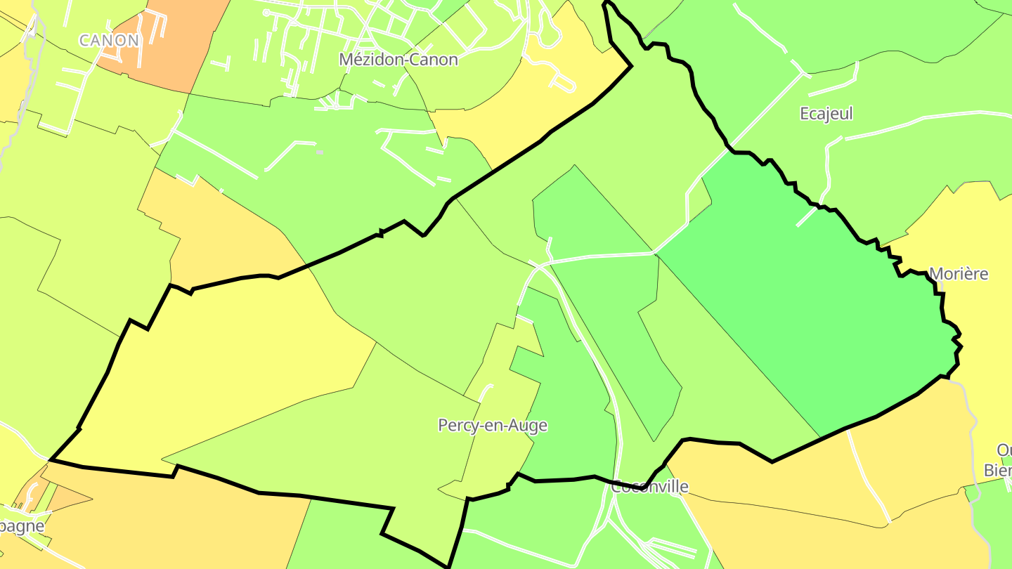 Carte des prix de l'immobilier Percy-en-Auge