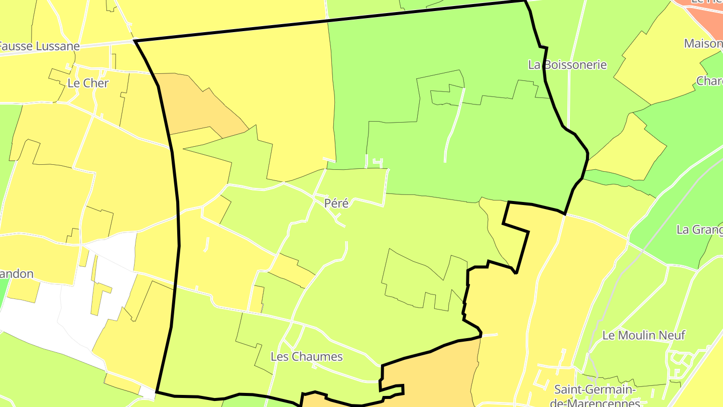 Carte des prix de l'immobilier Péré