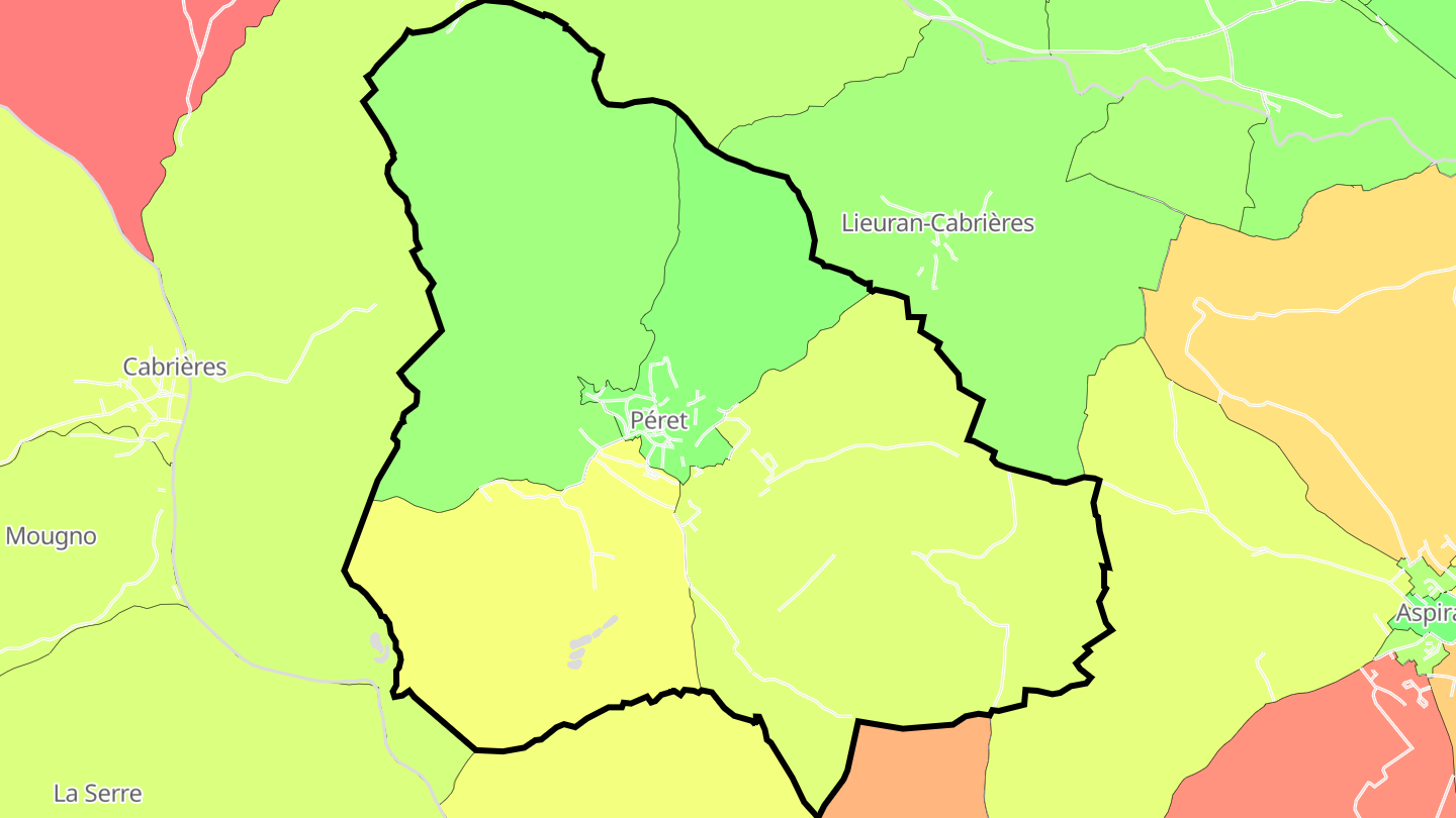 Carte des prix de l'immobilier Péret