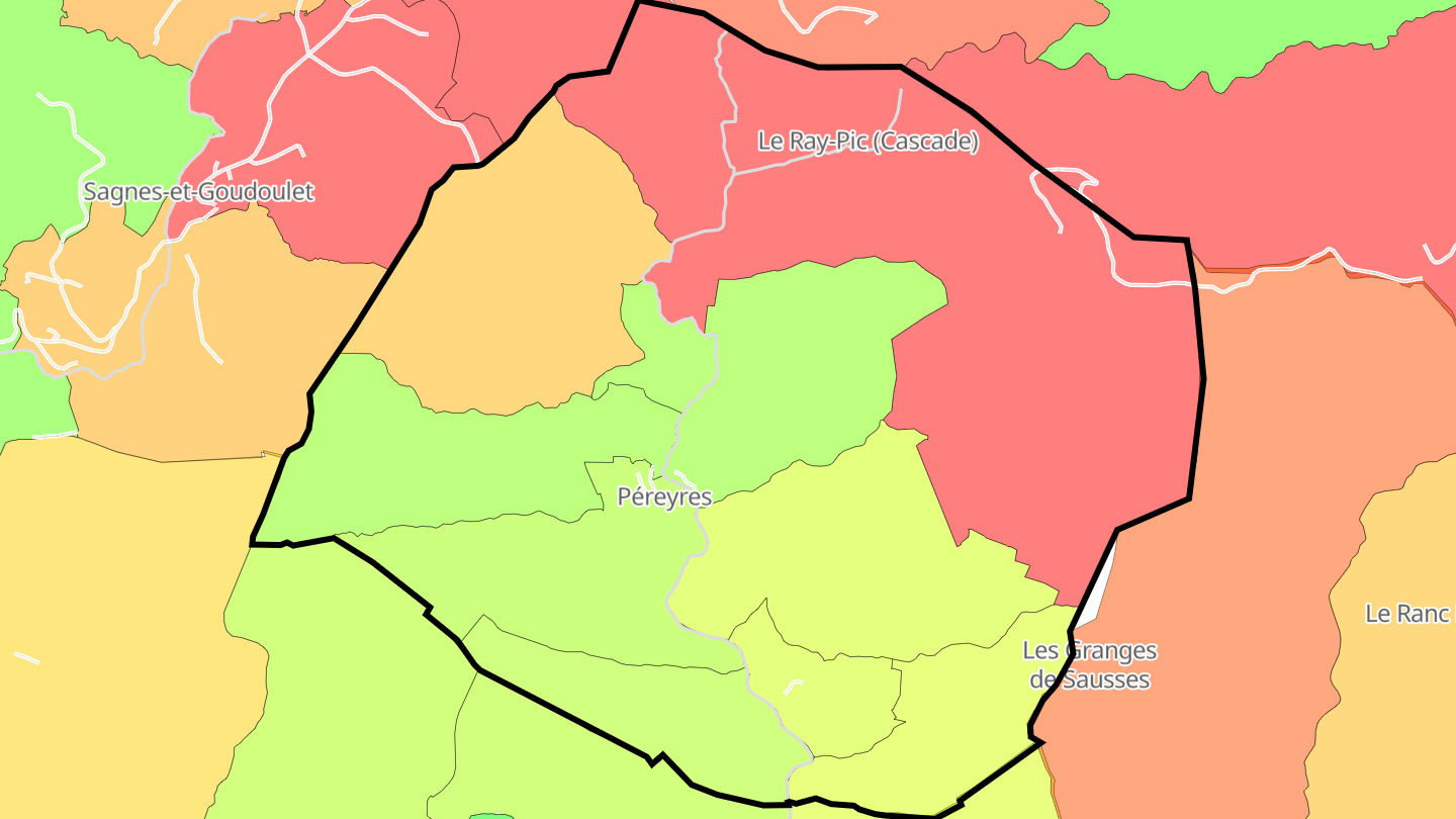 Carte des prix de l'immobilier Péreyres