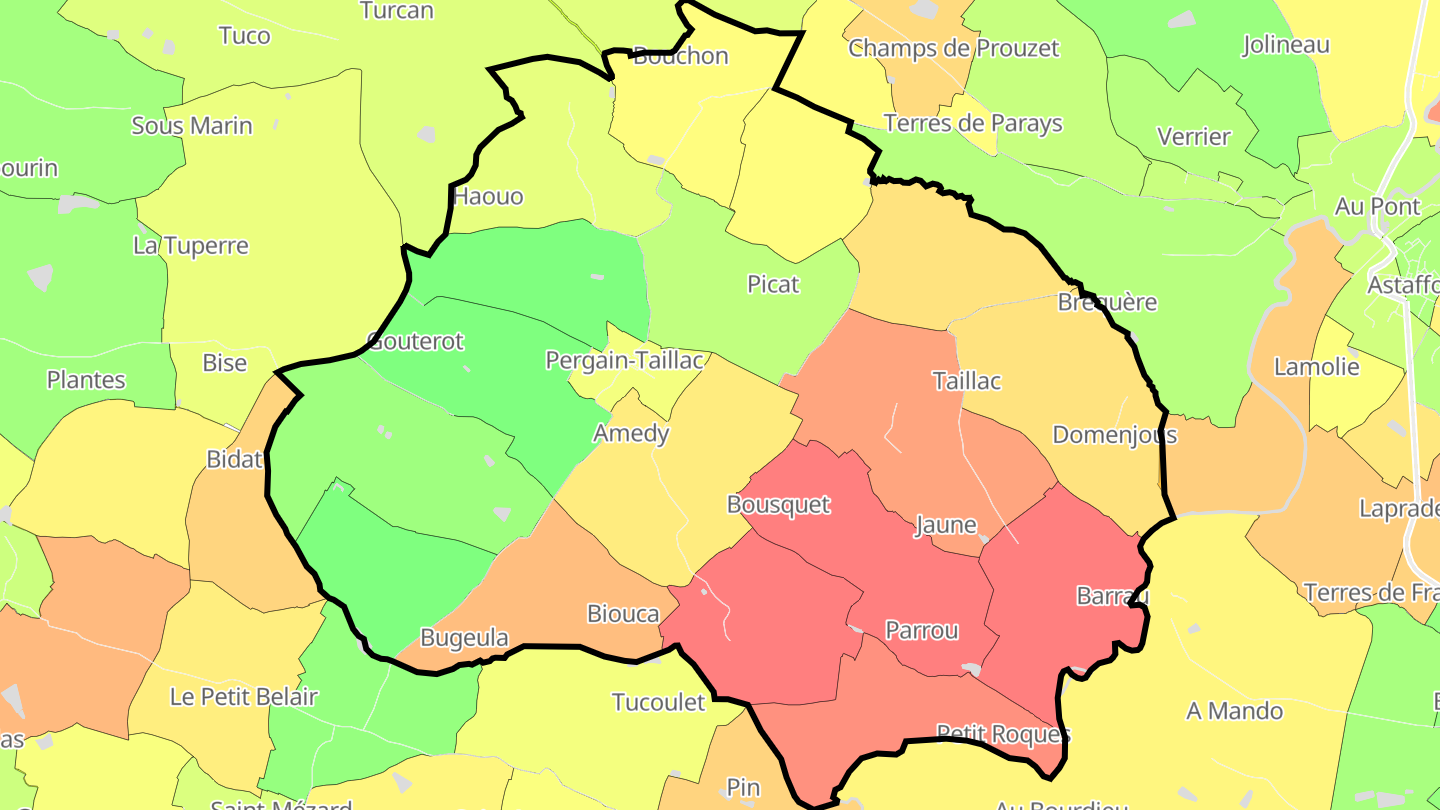 Carte des prix de l'immobilier Pergain-Taillac