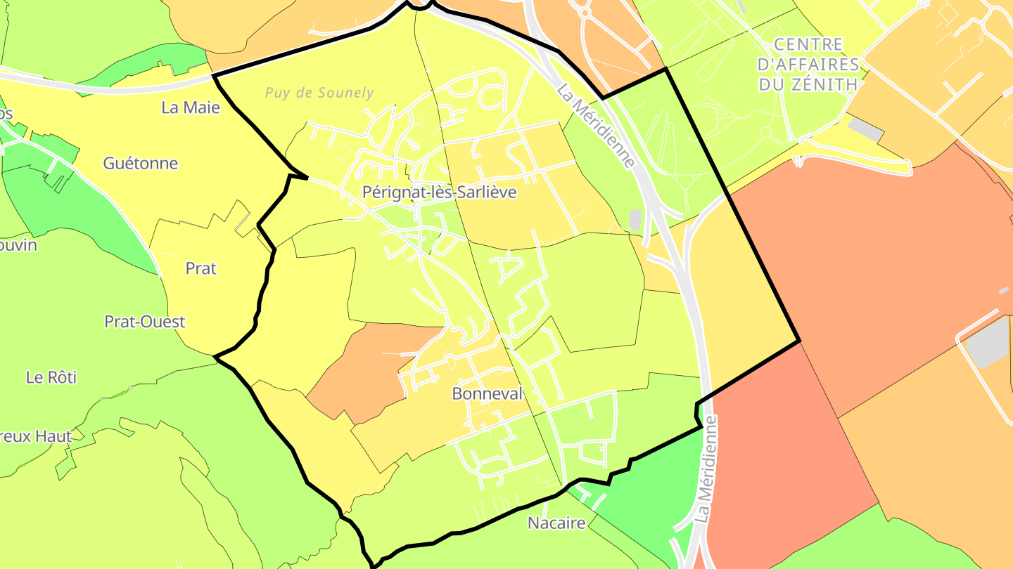 Carte des prix de l'immobilier Pérignat-lès-Sarliève