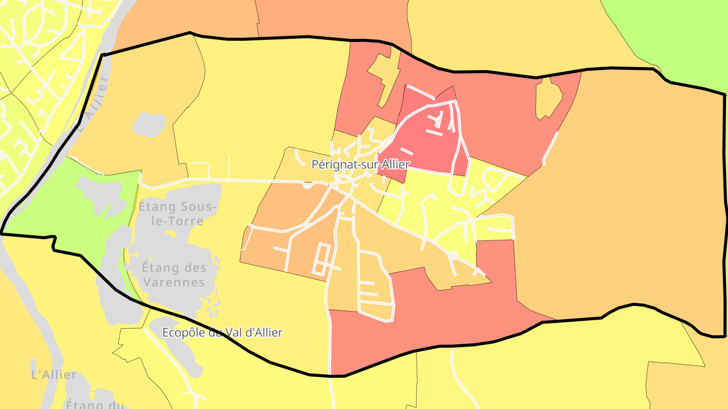 Carte des prix de l'immobilier Pérignat-sur-Allier