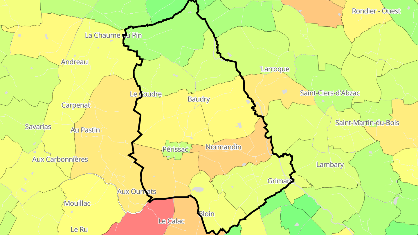 Carte des prix de l'immobilier Périssac
