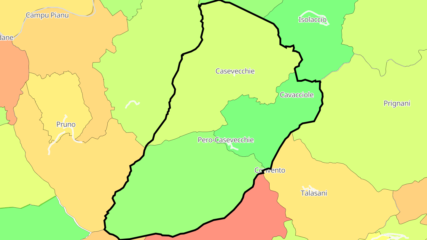 Carte des prix de l'immobilier Pero-Casevecchie