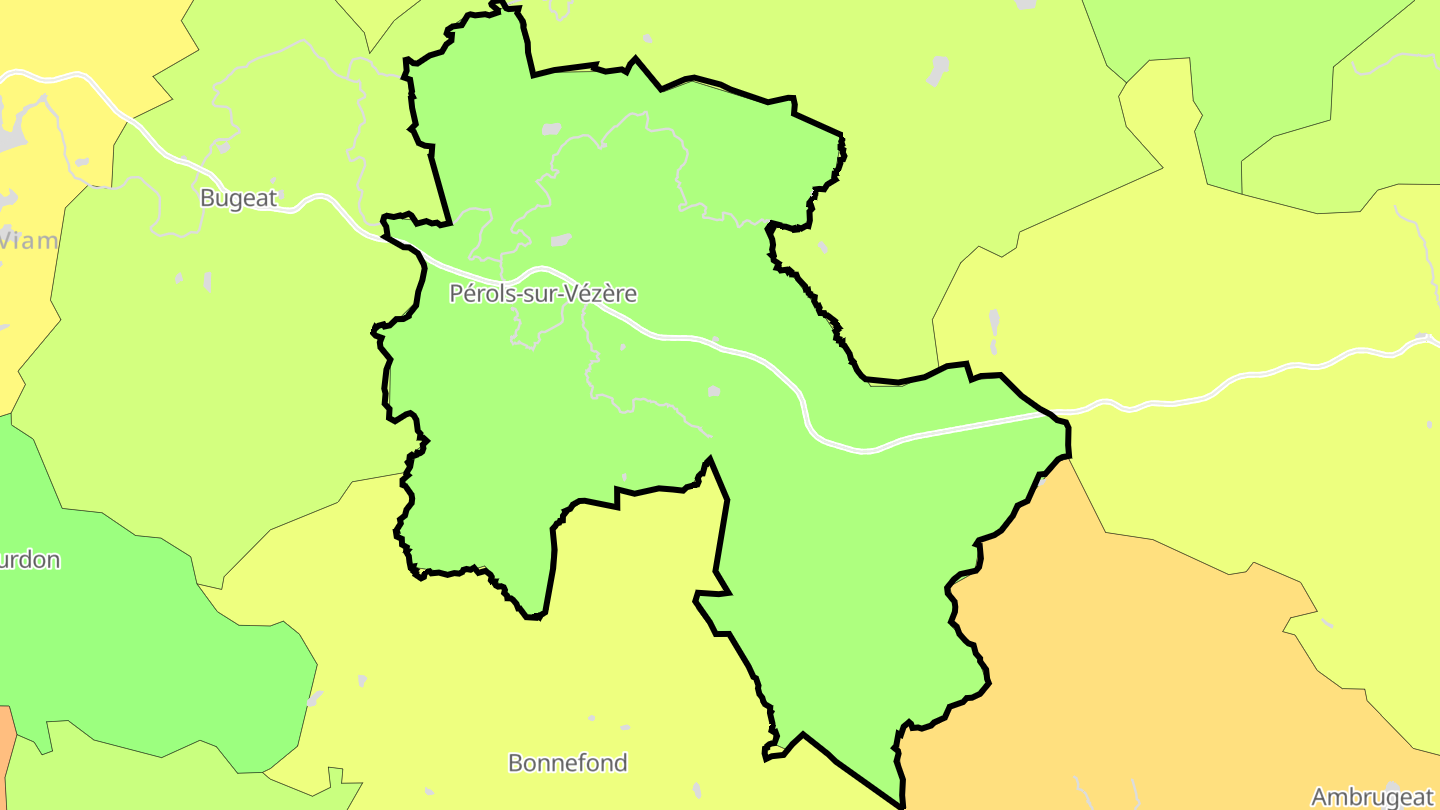 Carte des prix de l'immobilier Pérols-sur-Vézère