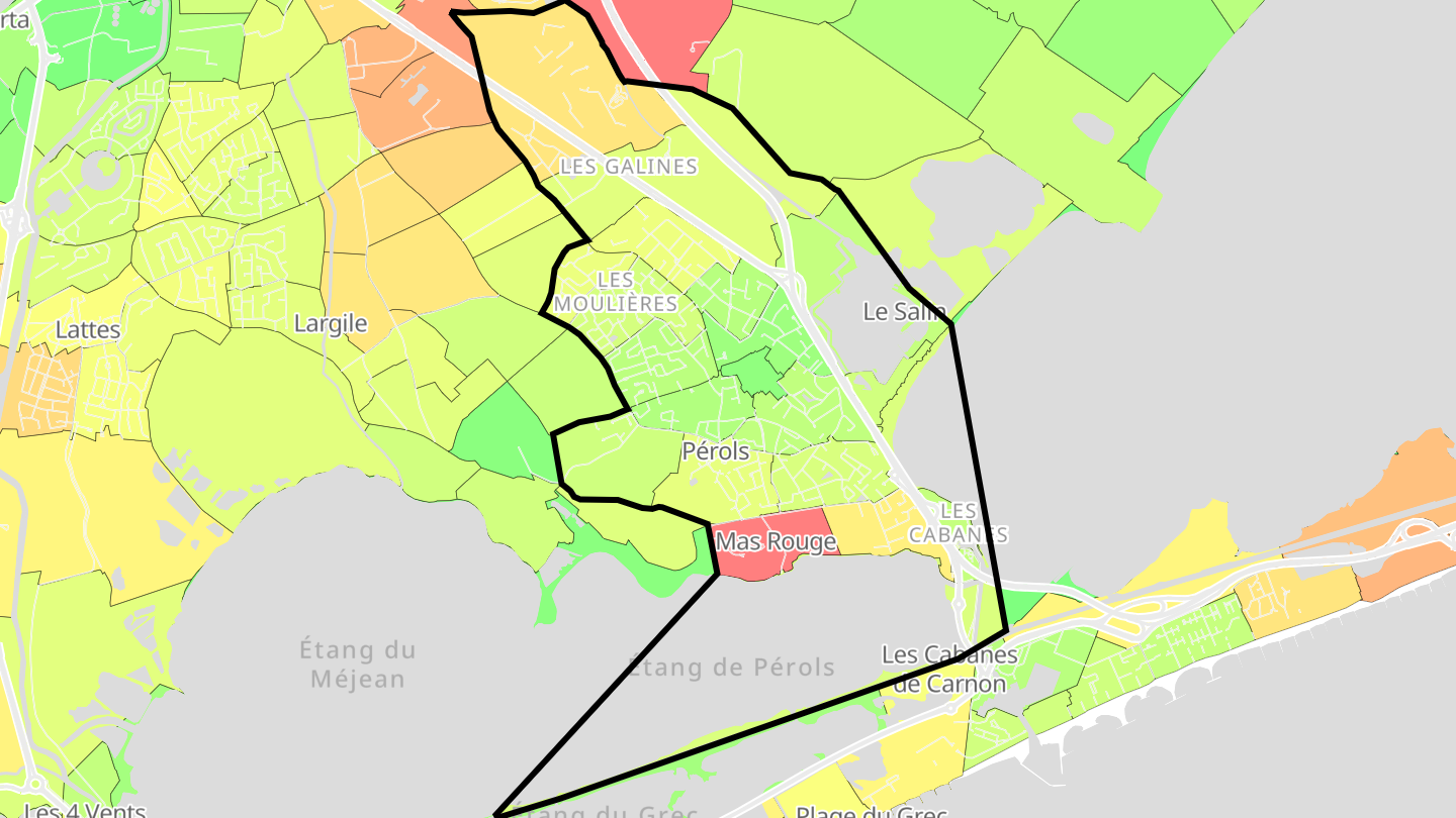 Carte des prix de l'immobilier Pérols