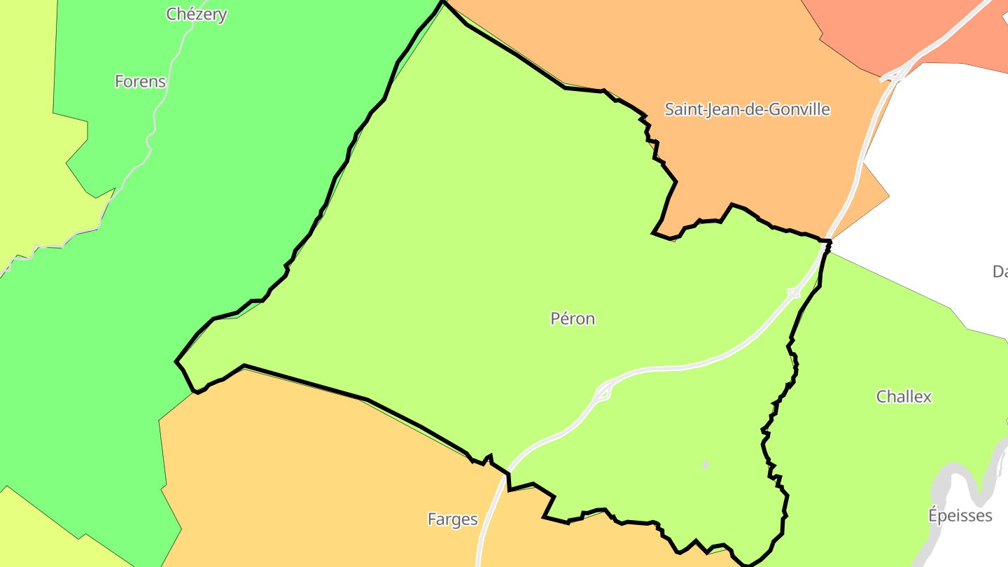 Carte des prix de l'immobilier Péron