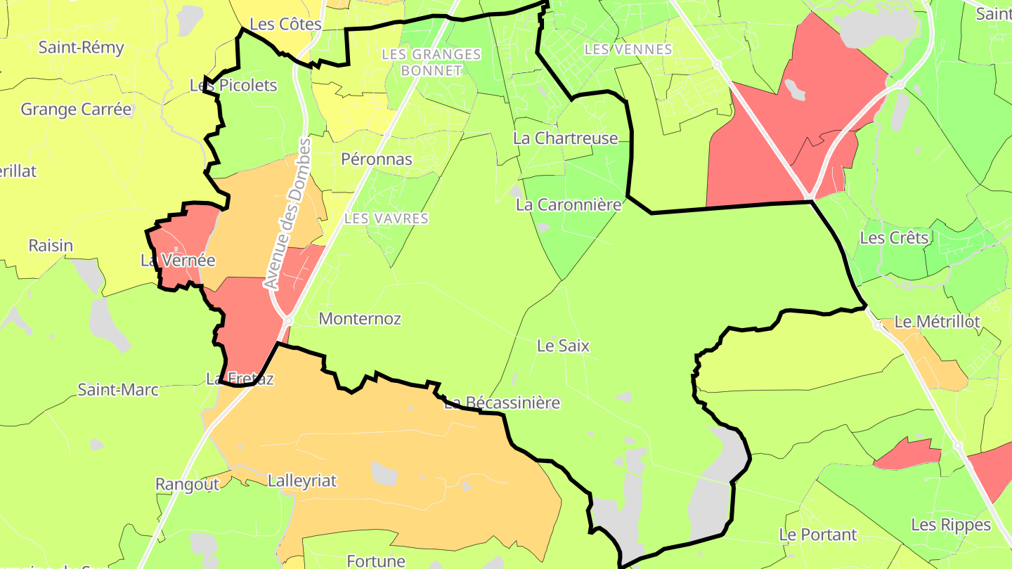 Carte des prix de l'immobilier Péronnas
