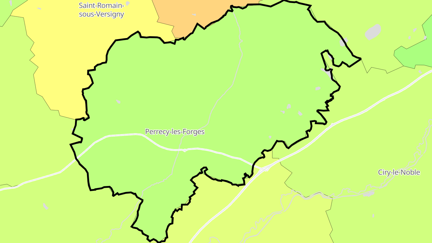 Carte des prix de l'immobilier Perrecy-les-Forges