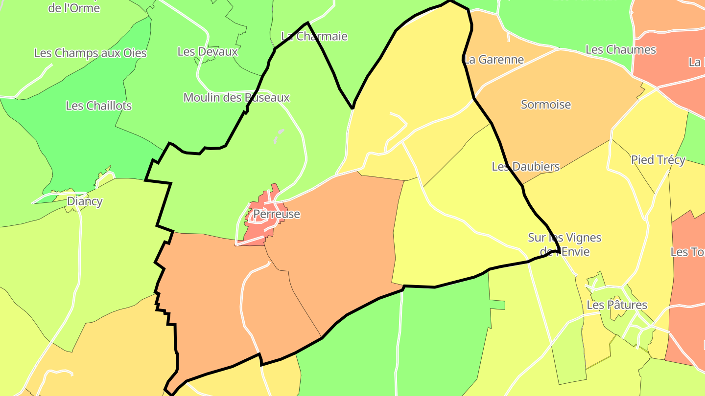 Carte des prix de l'immobilier Perreuse