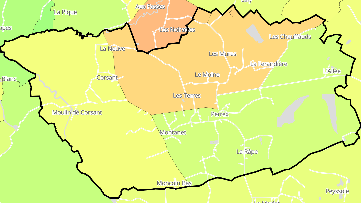 Carte des prix de l'immobilier Perrex