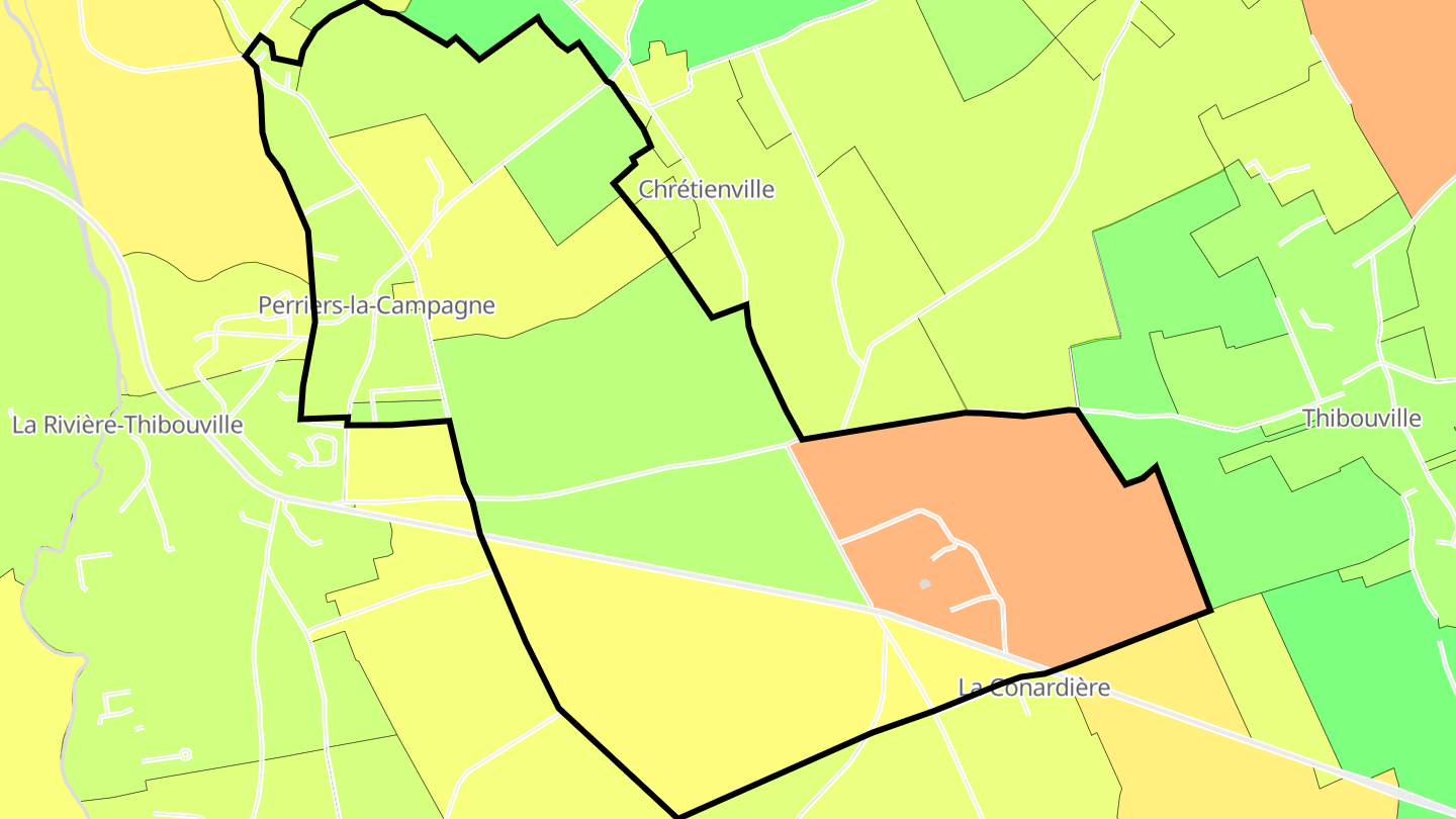 Carte des prix de l'immobilier Perriers-la-Campagne