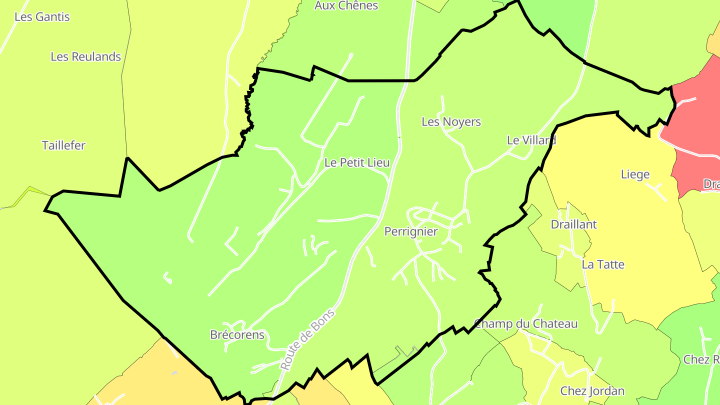 Carte des prix de l'immobilier Perrignier
