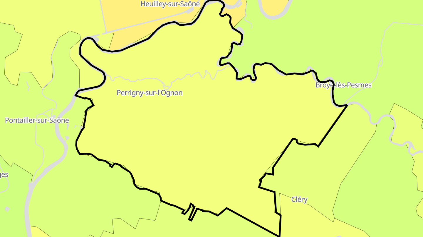 Carte des prix de l'immobilier Perrigny-sur-l'Ognon