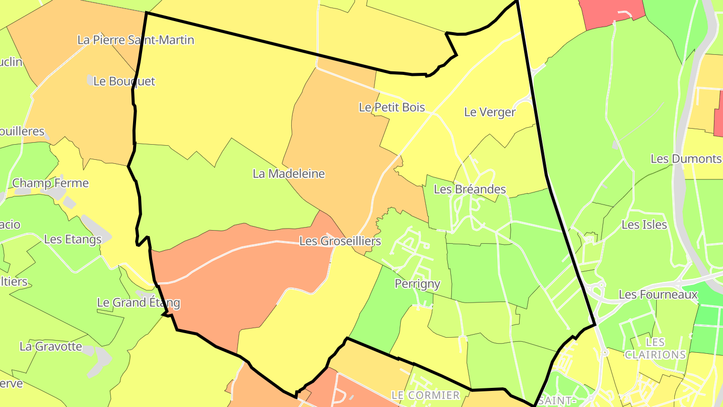 Carte des prix de l'immobilier Perrigny