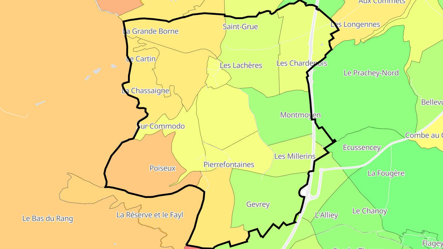 Carte des prix de l'immobilier Perrogney-les-Fontaines