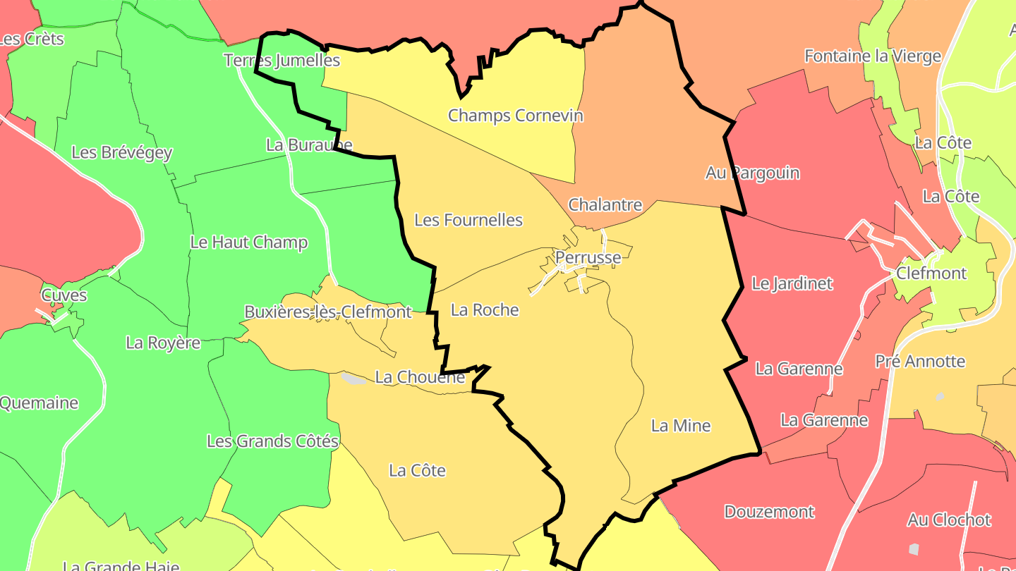 Carte des prix de l'immobilier Perrusse