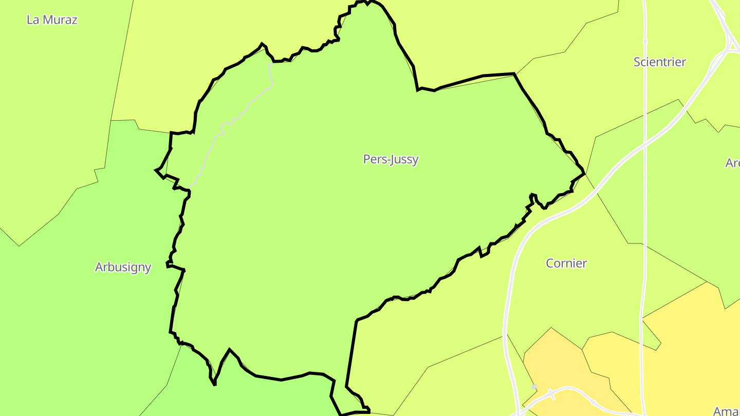 Carte des prix de l'immobilier Pers-Jussy