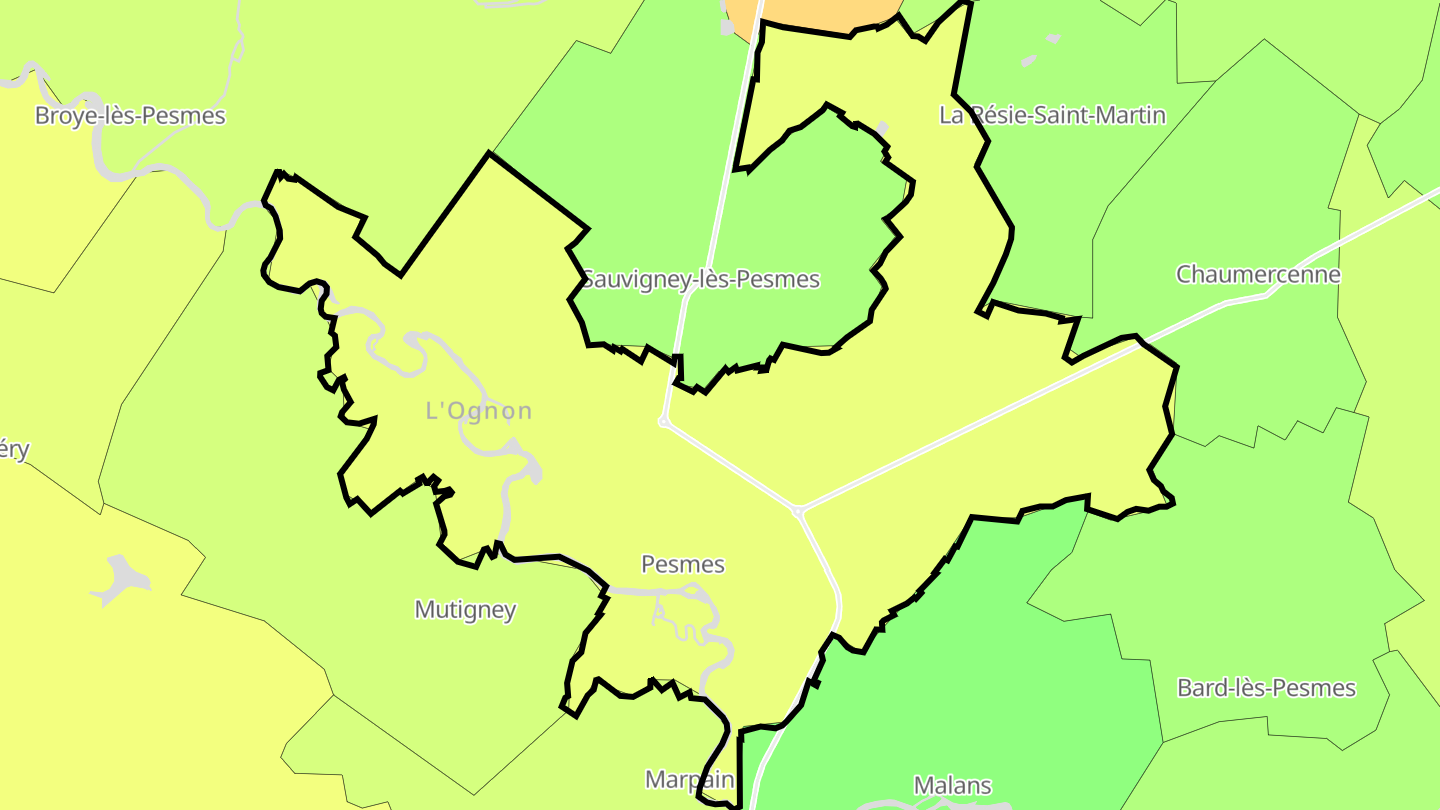 Carte des prix de l'immobilier Pesmes