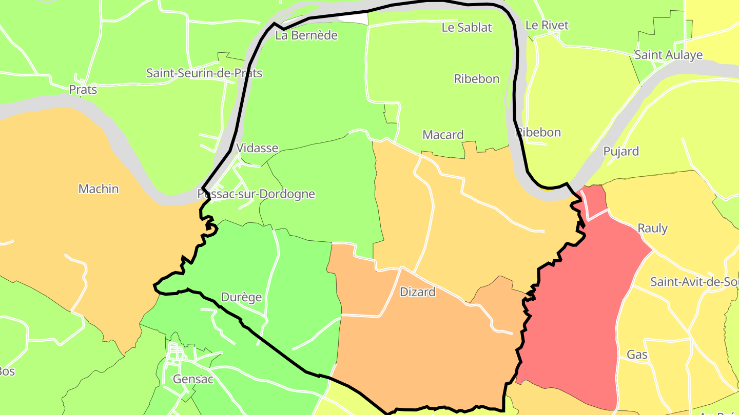 Carte des prix de l'immobilier Pessac-sur-Dordogne