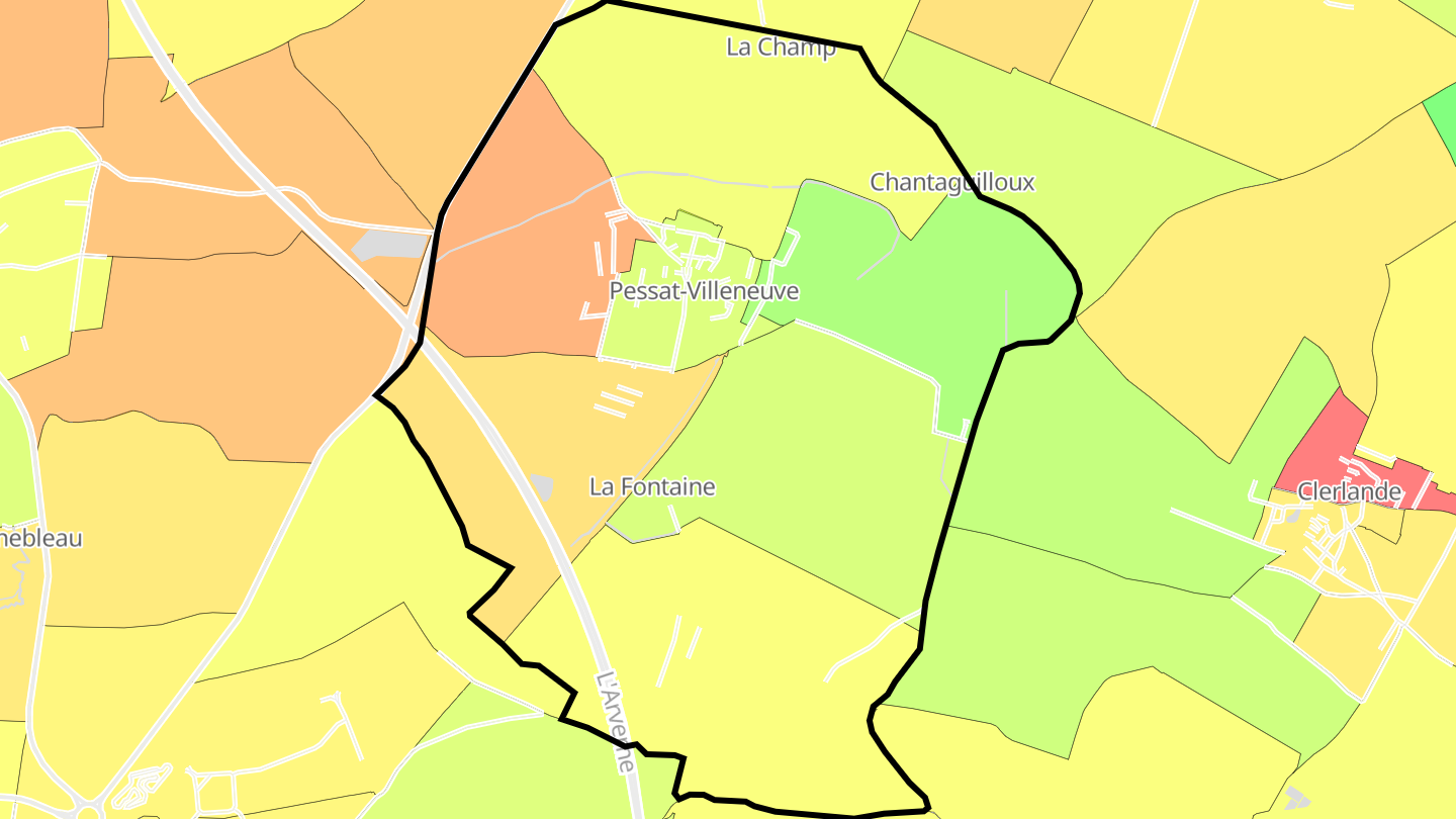 Carte des prix de l'immobilier Pessat-Villeneuve