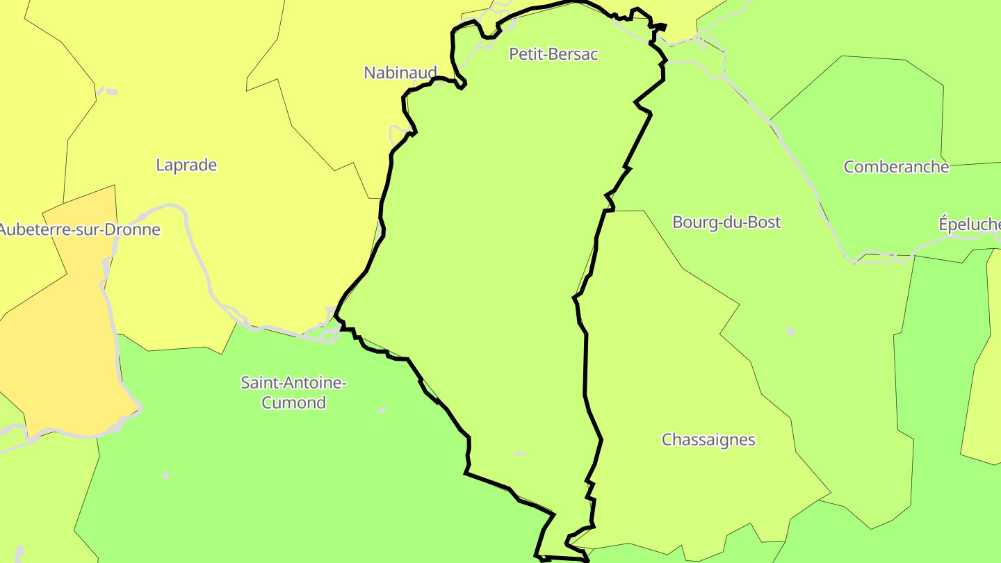 Carte des prix de l'immobilier Petit-Bersac