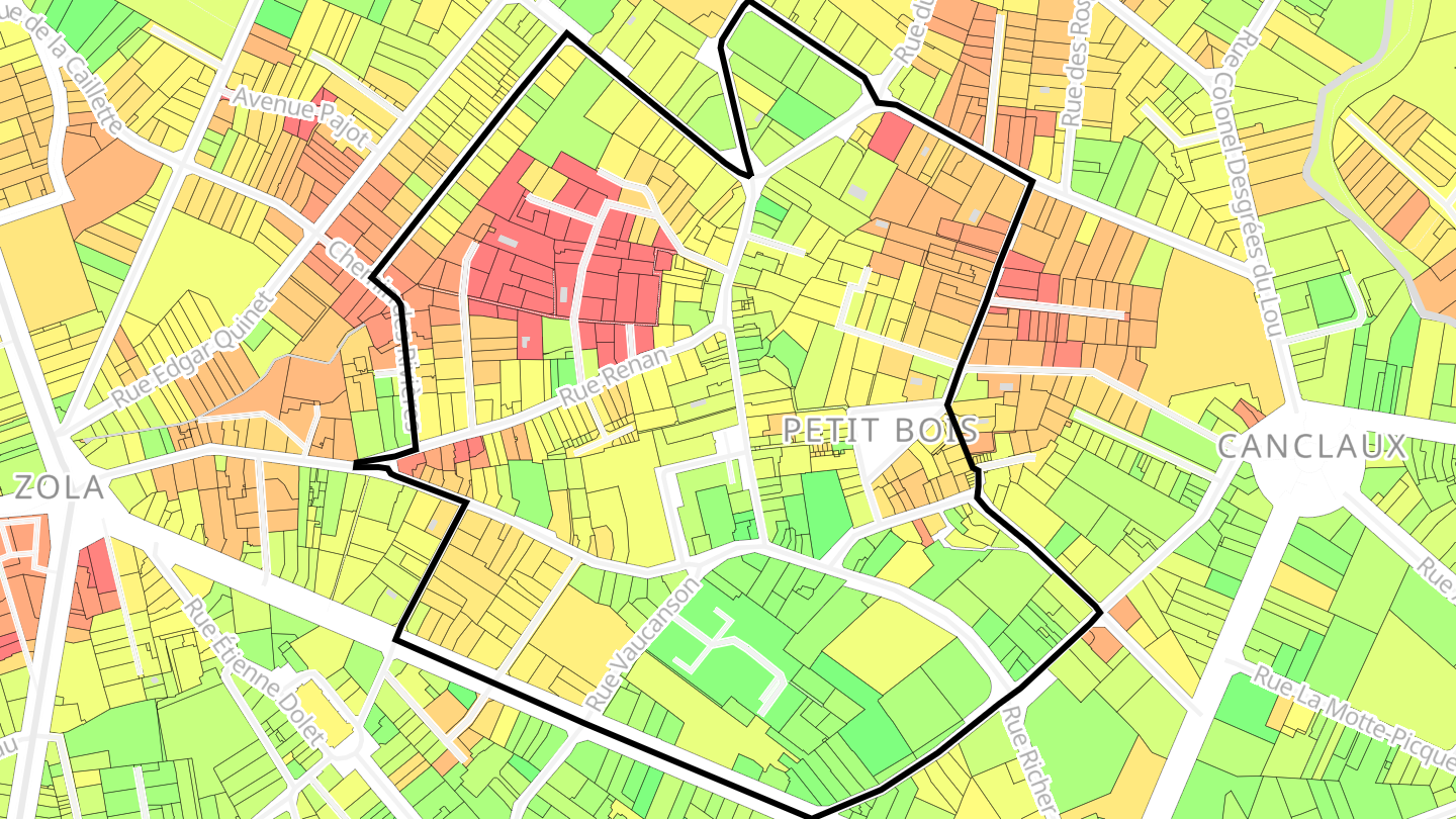 Carte des prix de l'immobilier Petit Bois