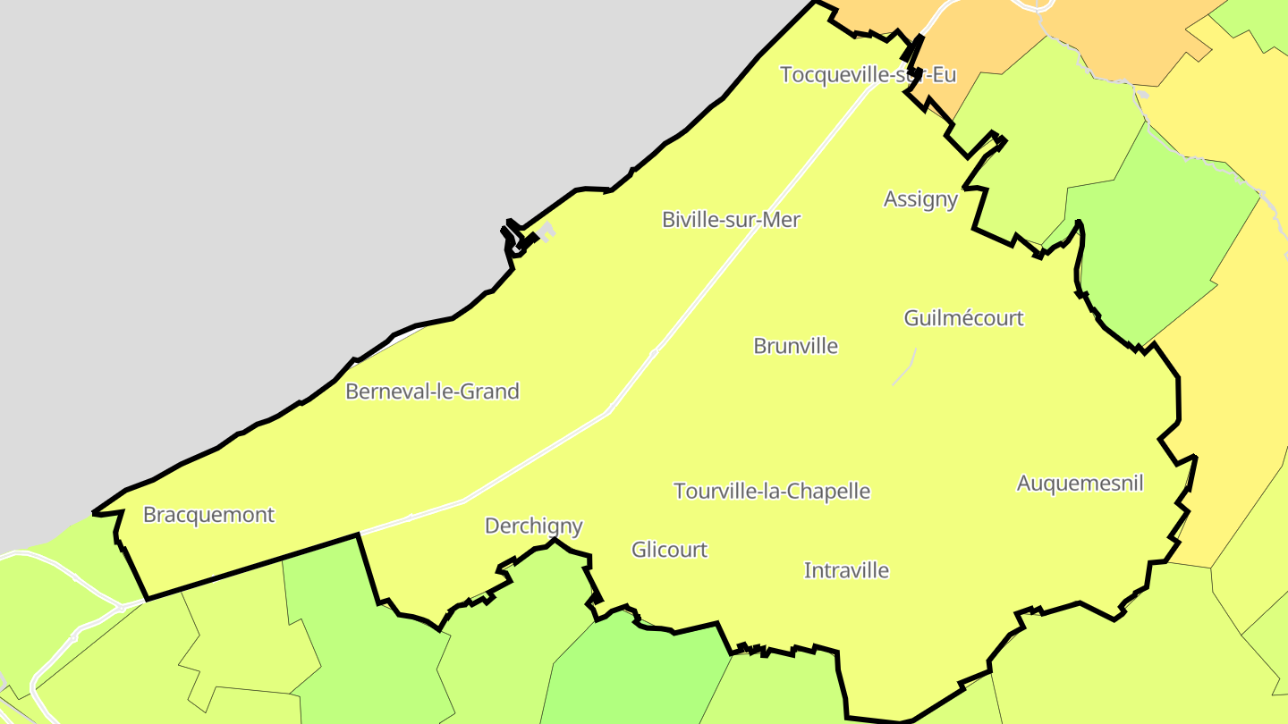 Carte des prix de l'immobilier Petit-Caux
