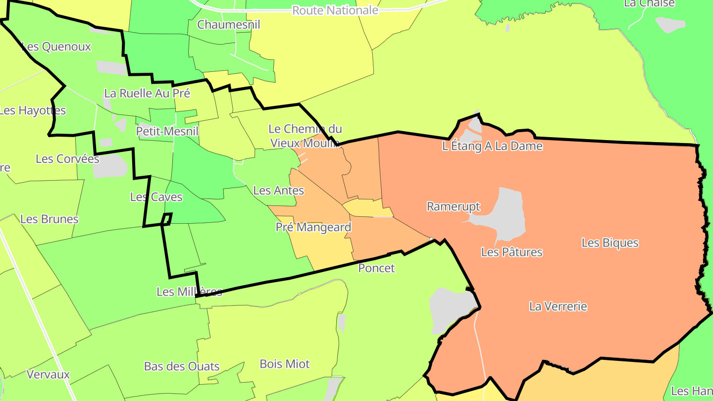 Carte des prix de l'immobilier Petit-Mesnil
