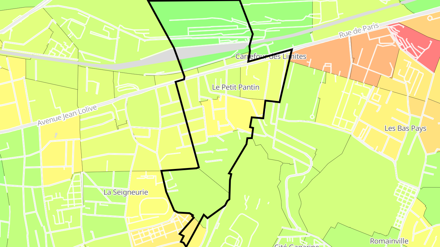 Carte des prix de l'immobilier Petit Pantin - Les Limites