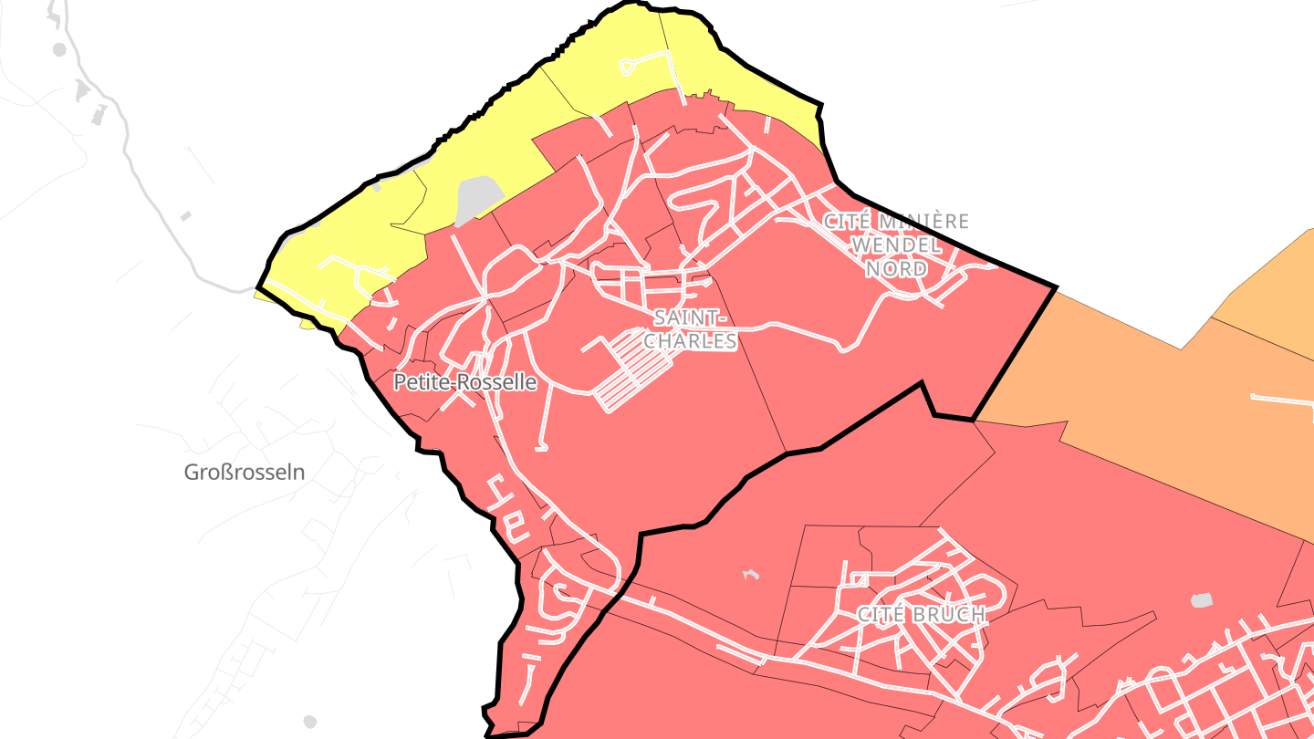 Carte des prix de l'immobilier Petite-Rosselle