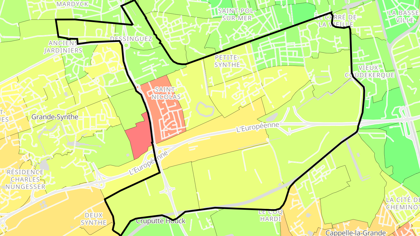 Carte des prix de l'immobilier Petite-Synthe