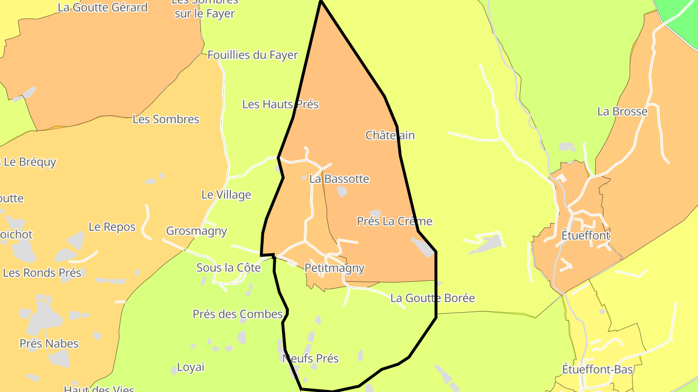 Carte des prix de l'immobilier Petitmagny