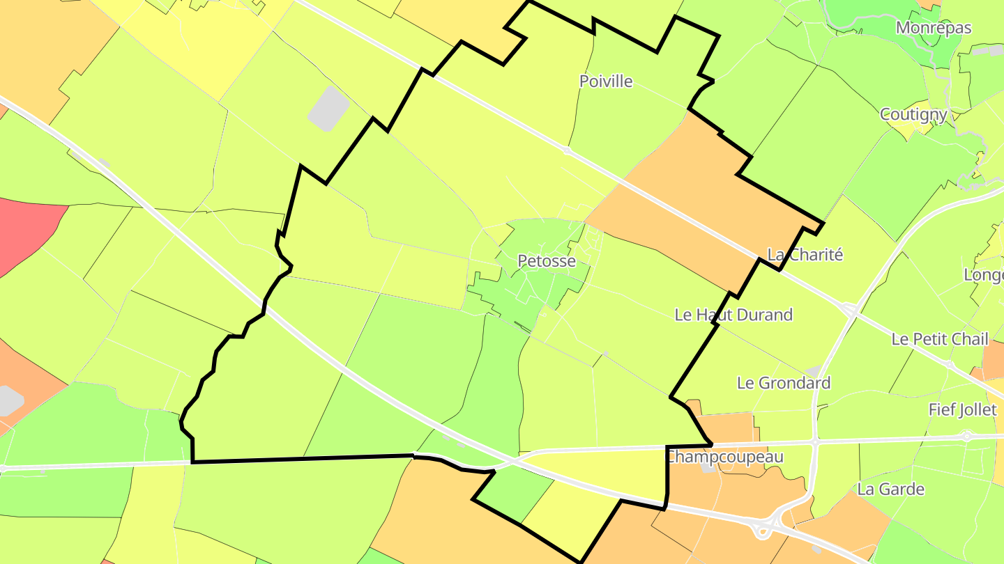 Carte des prix de l'immobilier Petosse
