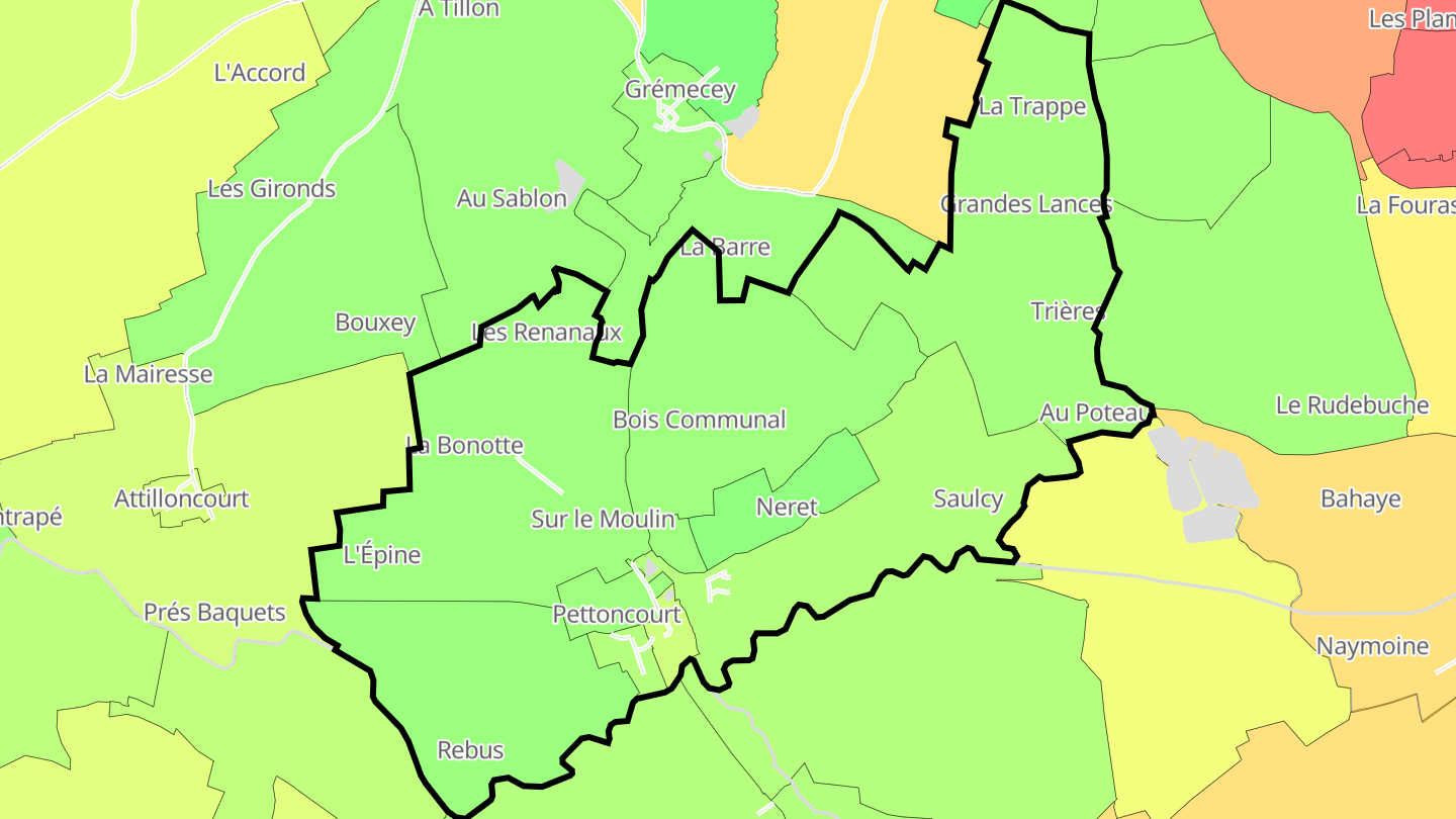 Carte des prix de l'immobilier Pettoncourt