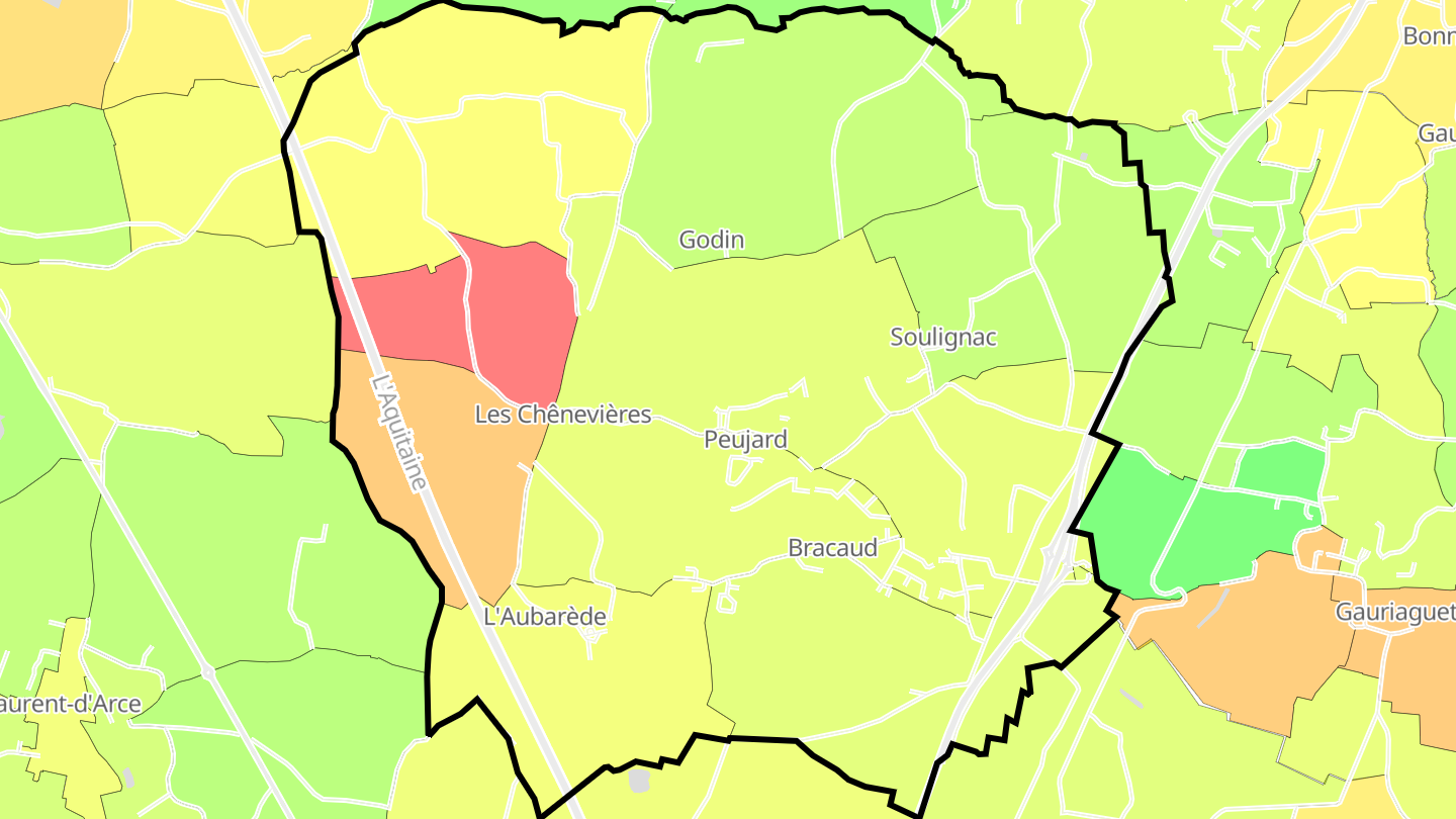 Carte des prix de l'immobilier Peujard