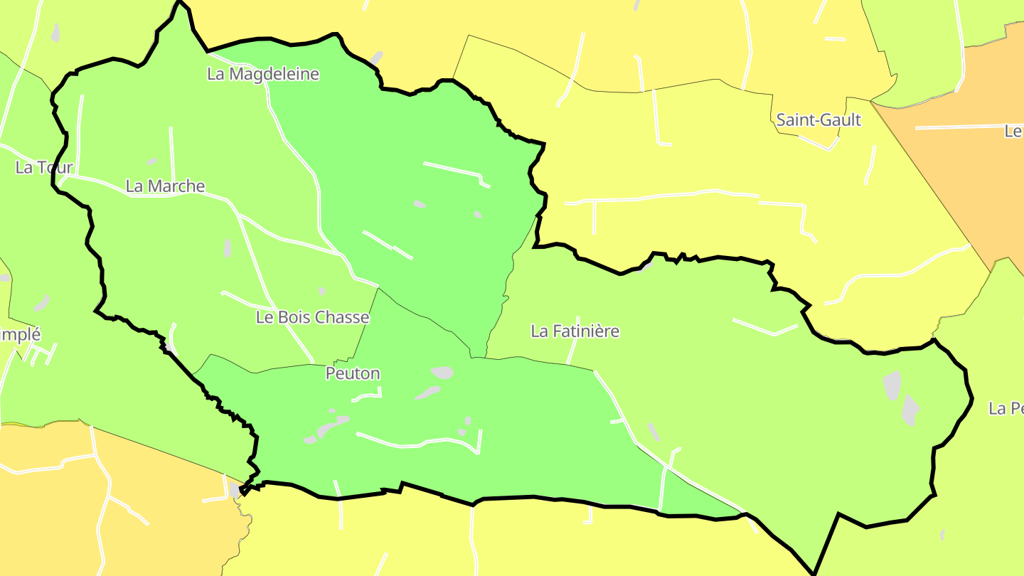 Carte des prix de l'immobilier Peuton
