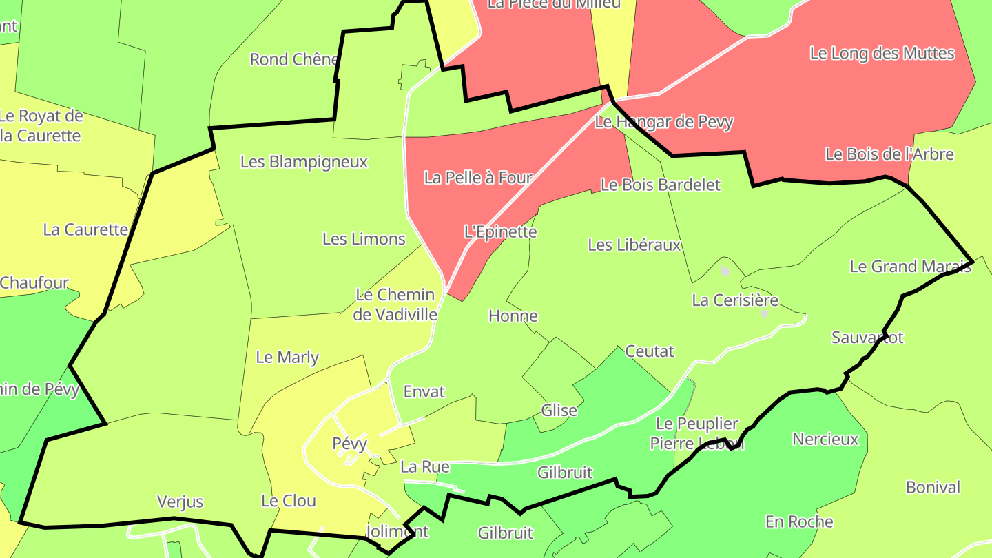 Carte des prix de l'immobilier Pévy