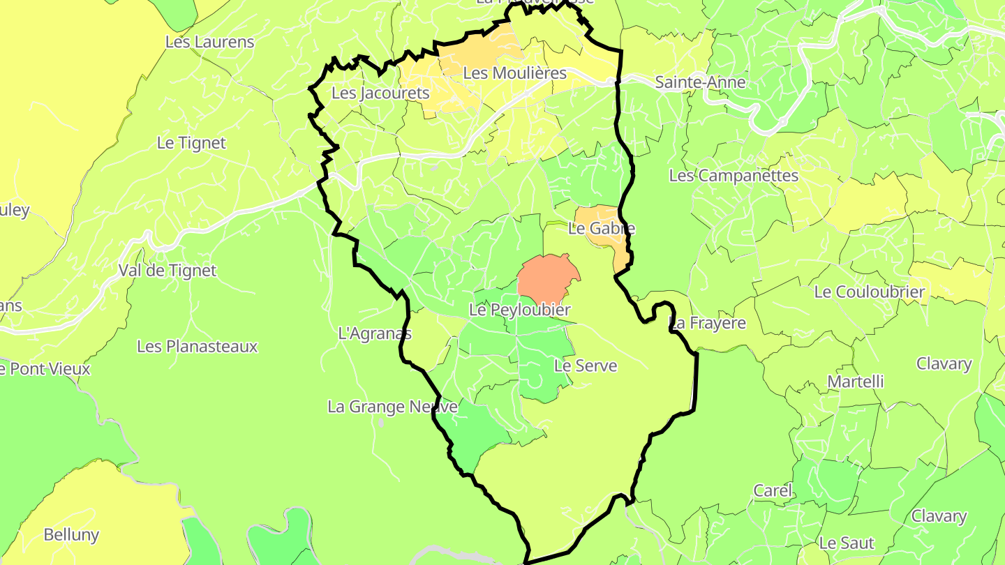 Carte des prix de l'immobilier Peymeinade