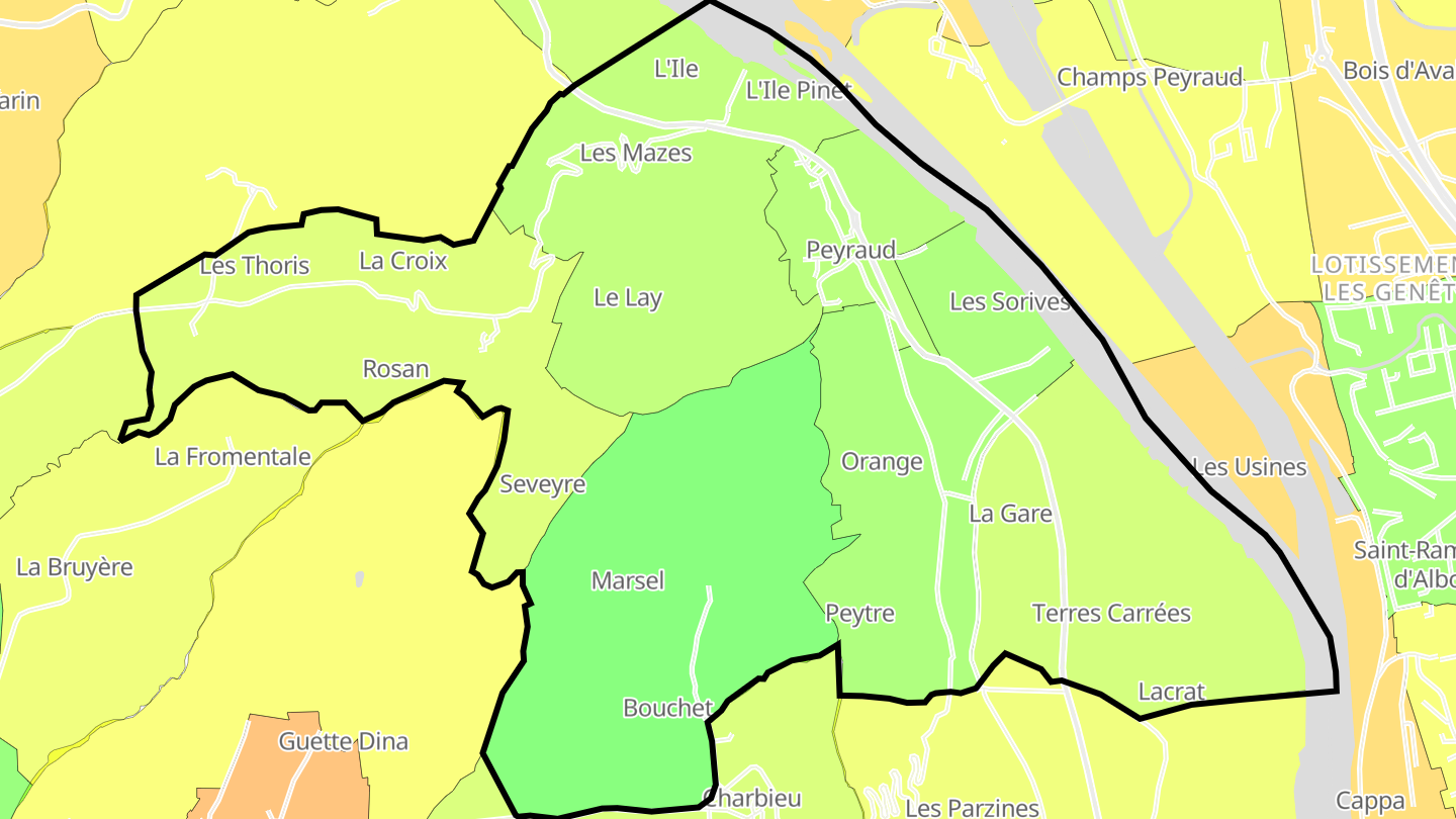 Carte des prix de l'immobilier Peyraud