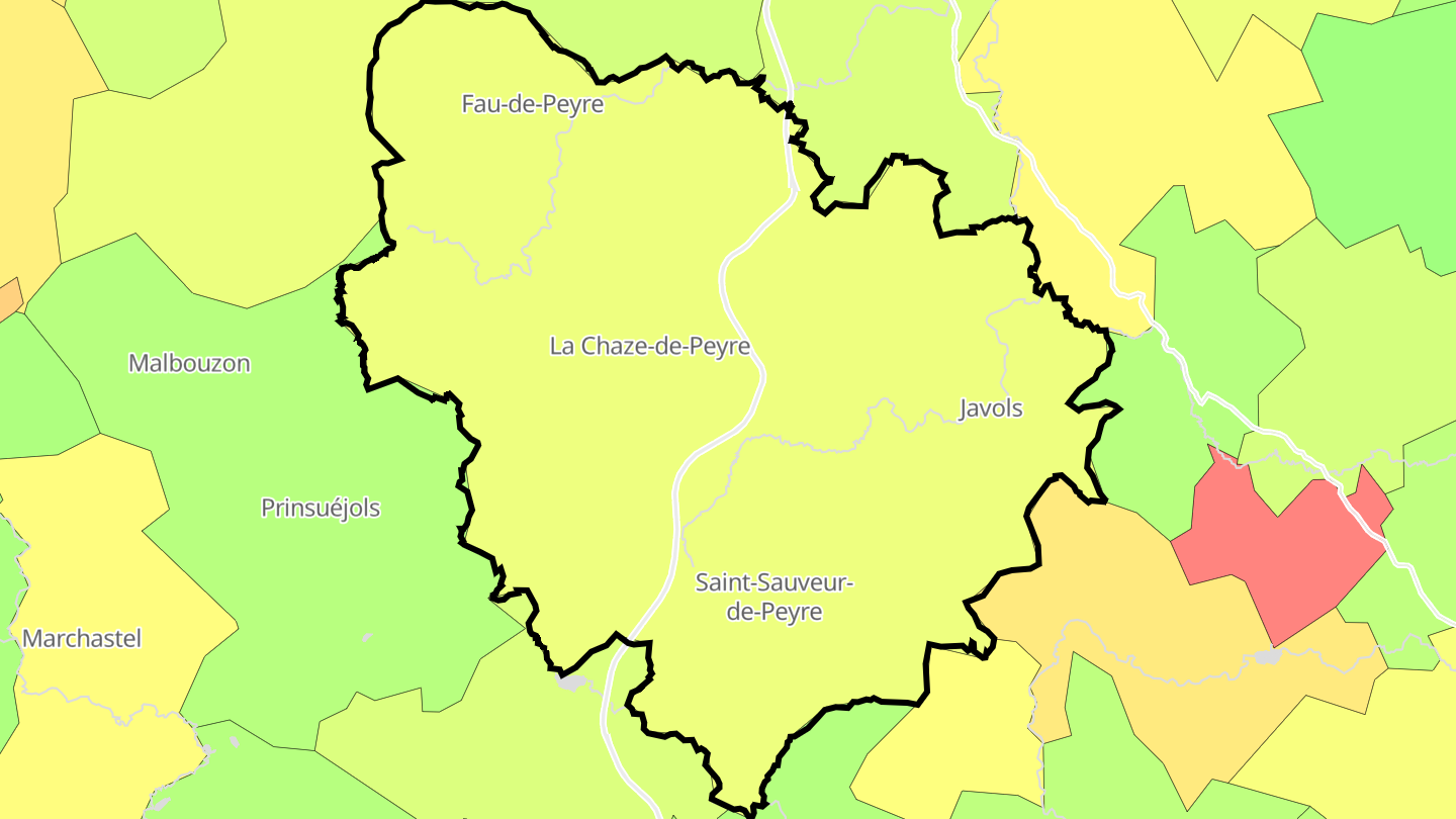 Carte des prix de l'immobilier Peyre en Aubrac