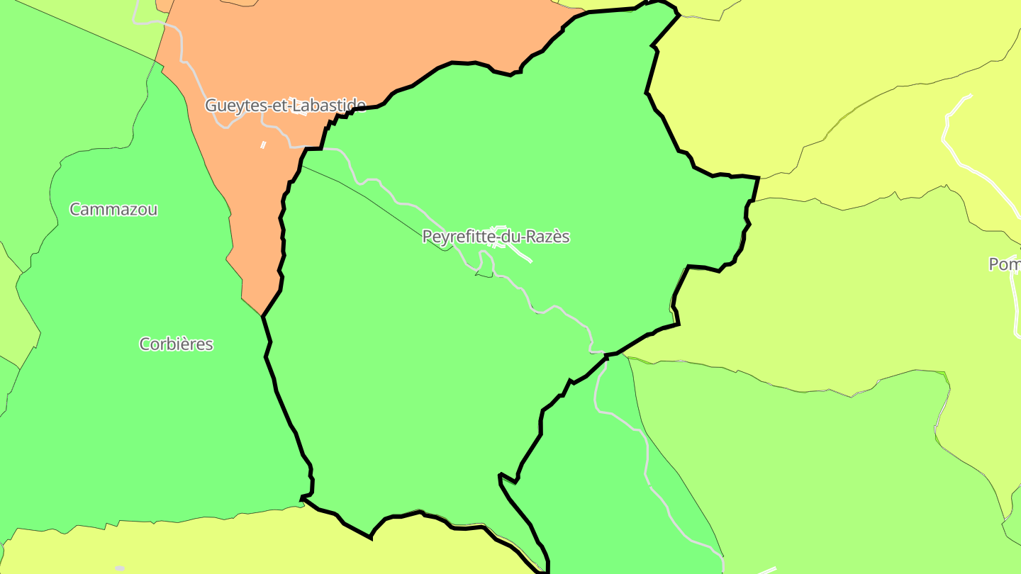Carte des prix de l'immobilier Peyrefitte-du-Razès