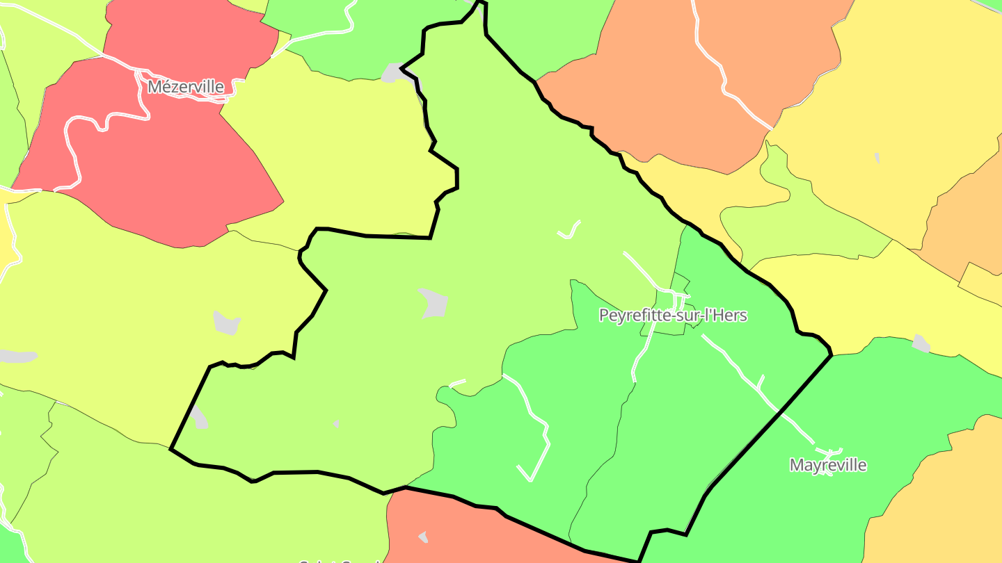 Carte des prix de l'immobilier Peyrefitte-sur-l'Hers