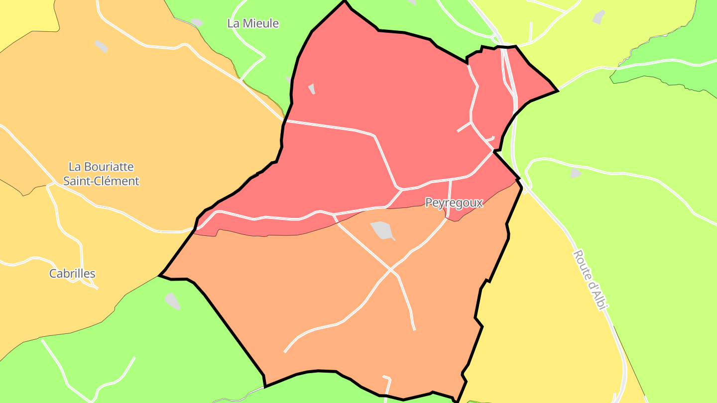Carte des prix de l'immobilier Peyregoux