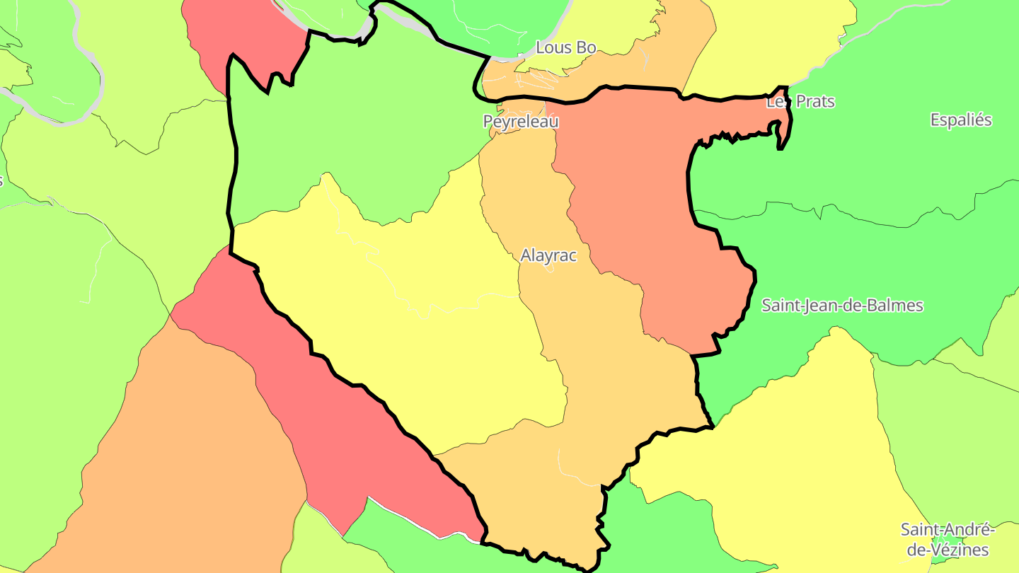 Carte des prix de l'immobilier Peyreleau